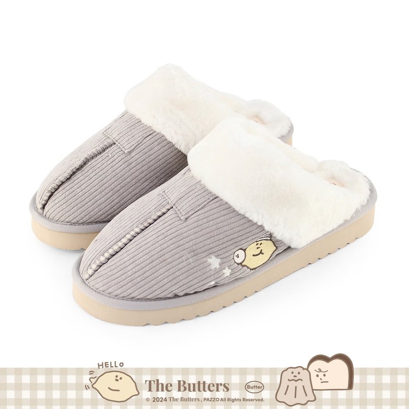 Paidal x The Butters Cream Family Colulu and Lemon Boy Snow Boot Slippers - Gray - Indoor Slippers - Cotton & Hemp Gray