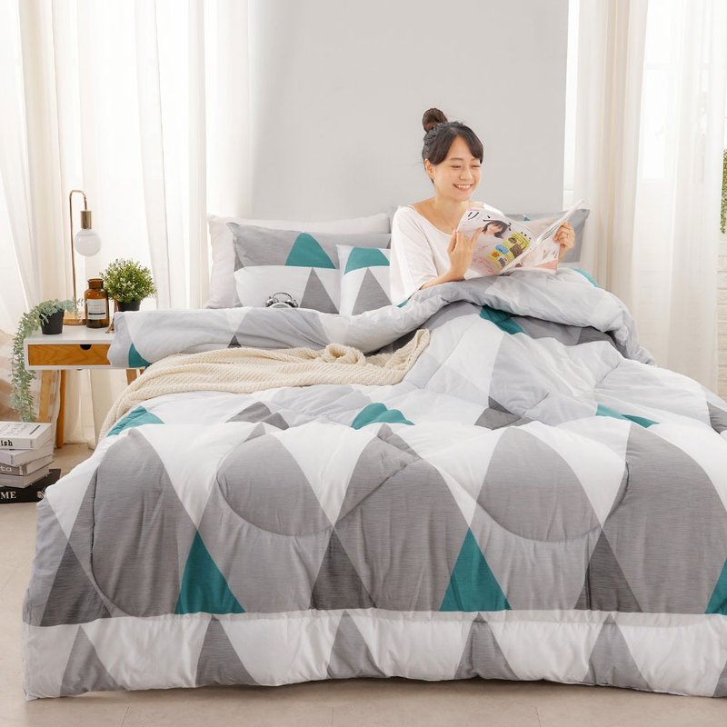 Bed Pack Feather Quilt Set-Single/Double/Large/Soft Cotton/Green Rift - เครื่องนอน - วัสดุอื่นๆ สีเทา