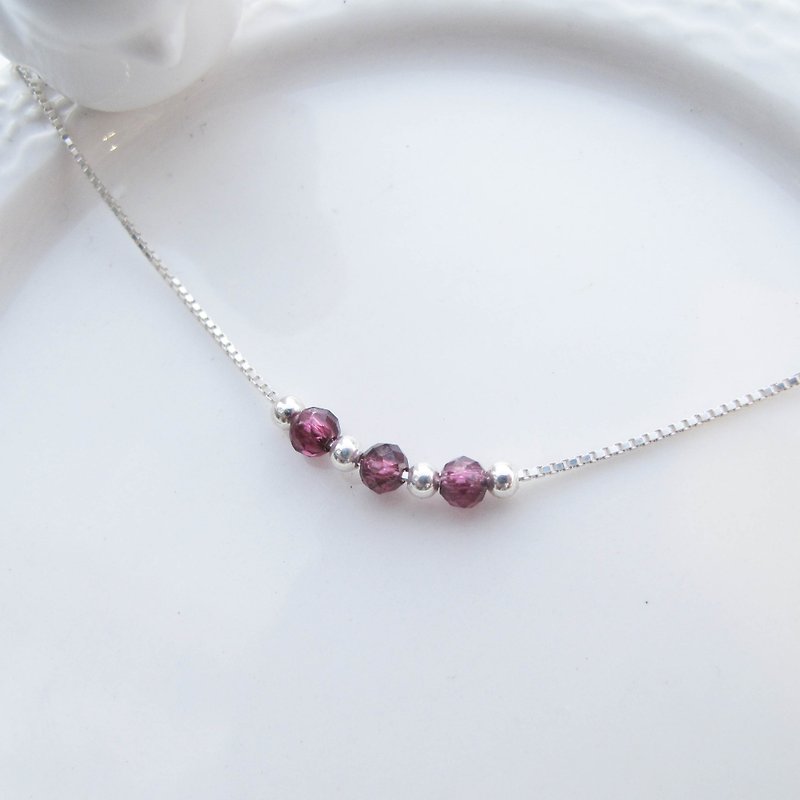 [] Purple Stone crystal necklace | silver small crystal necklace clavicle positive energy | high-ranking officials Nanzi - สร้อยคอทรง Collar - เงินแท้ สีเงิน