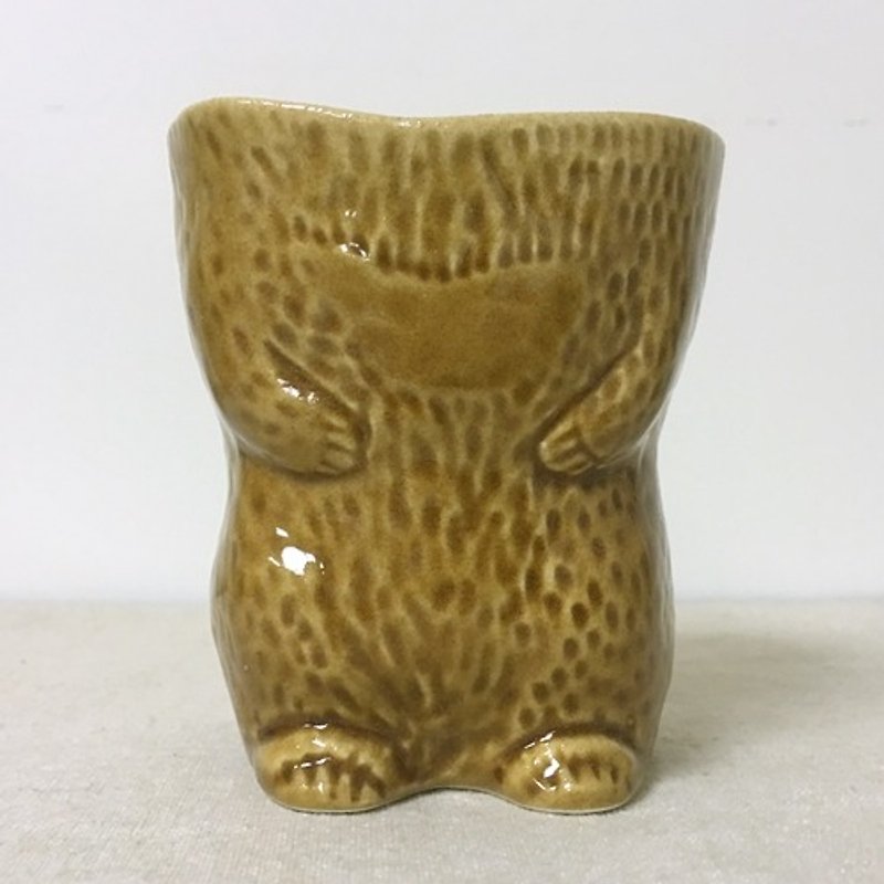 Kurashiki Artisan Planning Room KIYATA Animal Fur Storage Cup [Bear-Brown (95702-02)] - Storage - Other Materials Brown