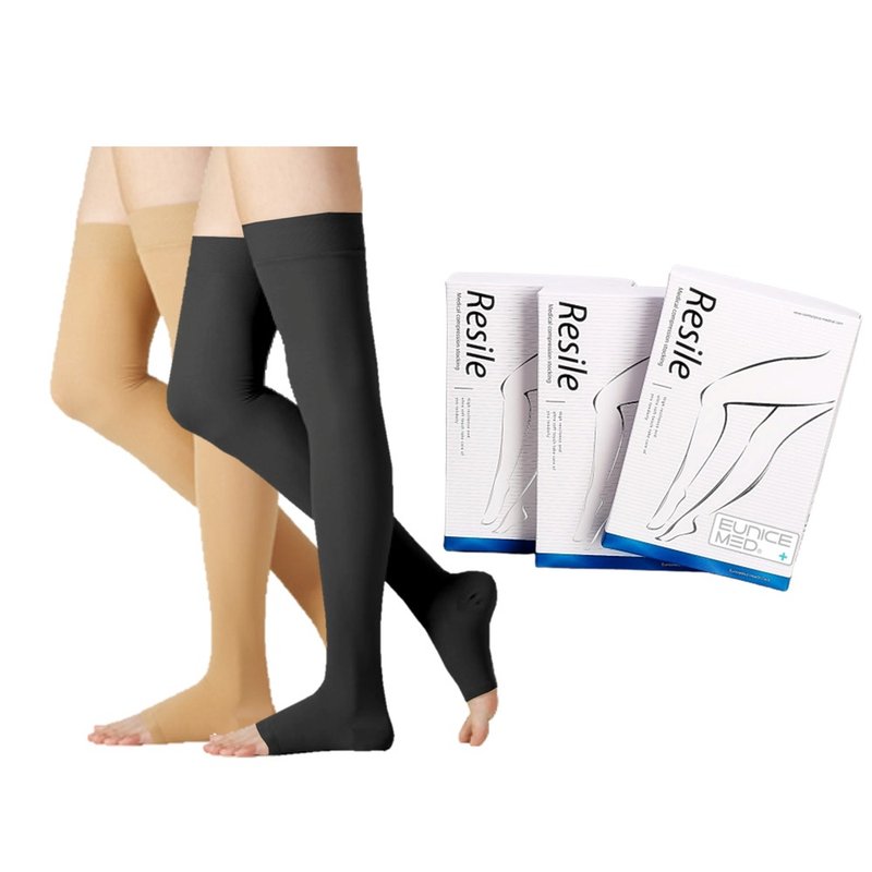 【EuniceMed】Progressive pressure elastic stockings medical auxiliary socks open toe thigh socks long standing 3304 - ถุงน่อง - วัสดุอื่นๆ หลากหลายสี