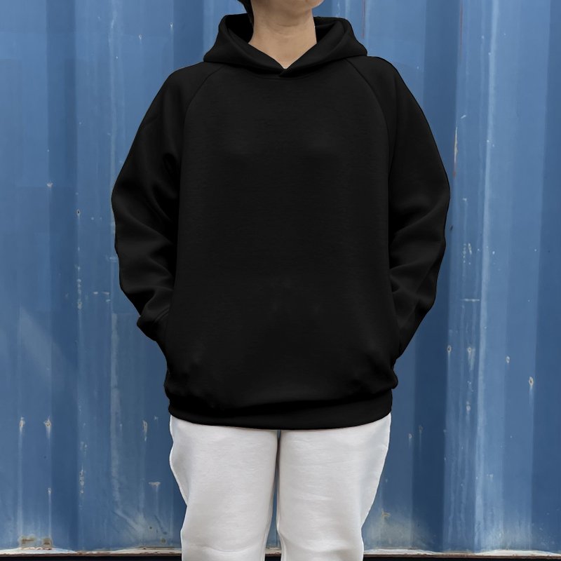 [Unisex] Cardboard knit pullover hoodie with seam pockets [Black] - เสื้อฮู้ด - เส้นใยสังเคราะห์ สีดำ