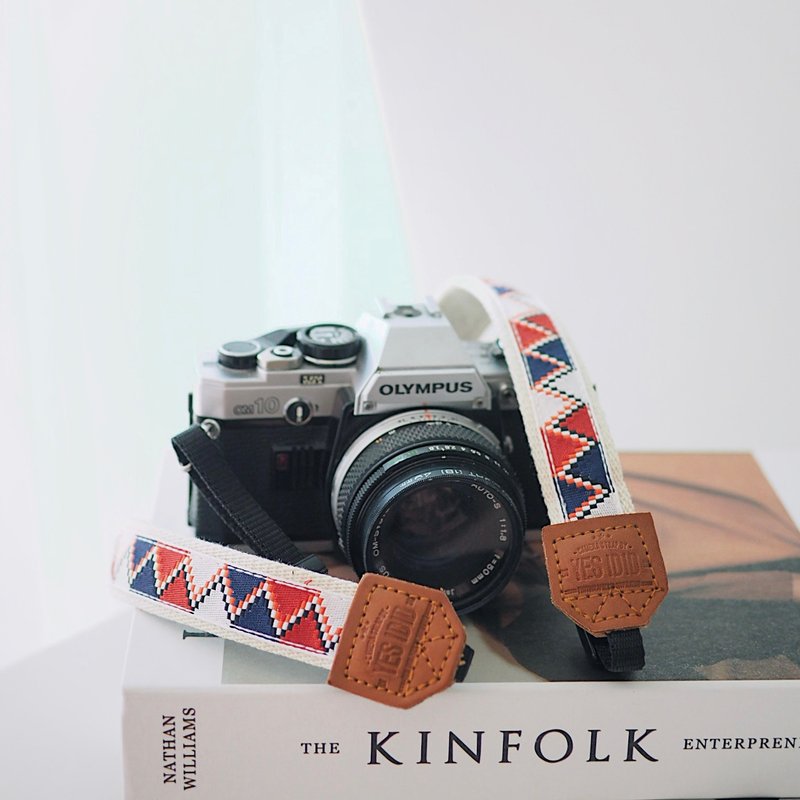 Wavy Pixel with Off-White / SMALL SIZE / CAMERA STRAP by YESIDID - 相機背帶 - 人造皮革 橘色
