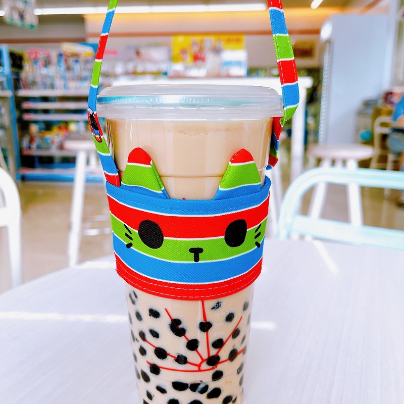 Qiezhi cat-shaped drink cup cover shaped drink bag double-sided cup cover - ถุงใส่กระติกนำ้ - ไฟเบอร์อื่นๆ 