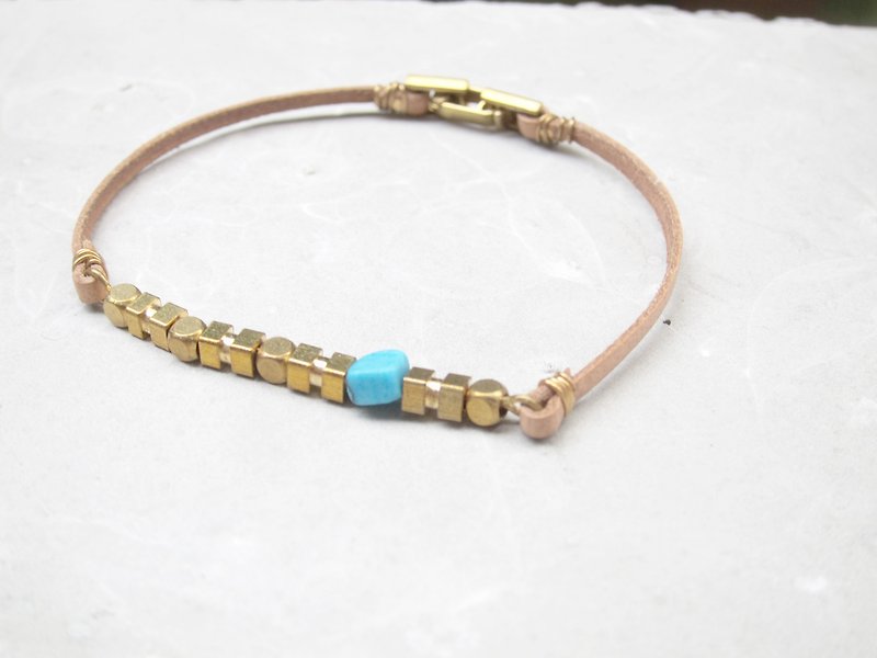 One blue bracelet - Bracelets - Genuine Leather Brown