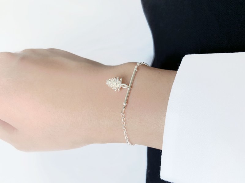 シンプルストレートブレスレット/シルバーフルーツ-松ぼっくり925シルバーブレスレット - ブレスレット - スターリングシルバー シルバー