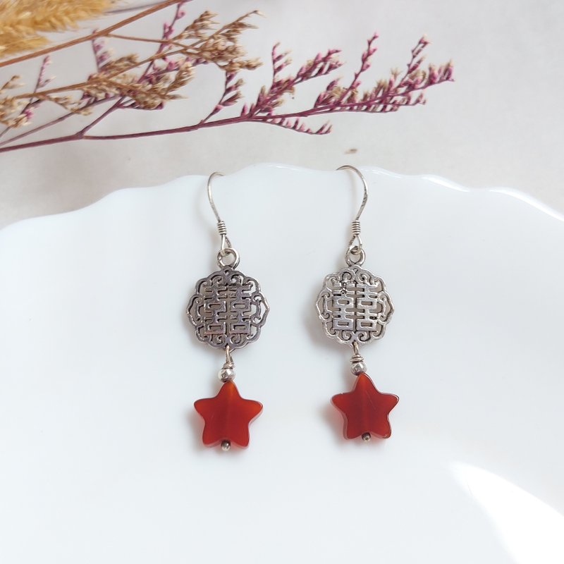 s925純銀 紅瑪瑙耳環 | 手作客製 手鍊 項鍊 耳飾 飾品 - 耳環/耳夾/耳骨夾 - 純銀 