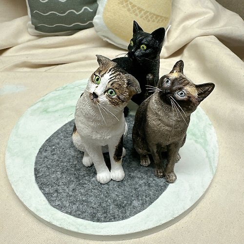 Mü.LAB暮癒 Mü.LAB暮癒 客製寵物雕塑-貓咪 米克斯 黑貓 暹羅貓 寵物紀念