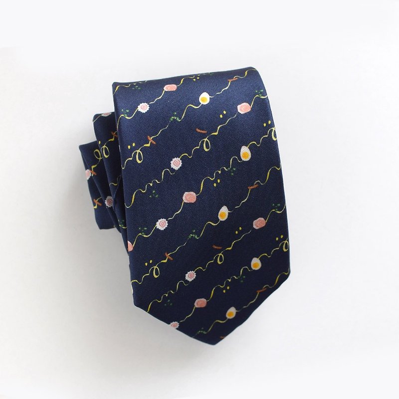Ramen Necktie, BLOOM Ufufuya, noodle tie - Other - Silk Blue