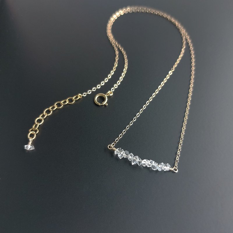 Herkimon Diamond x 14KGF Necklace Clavicle Chain