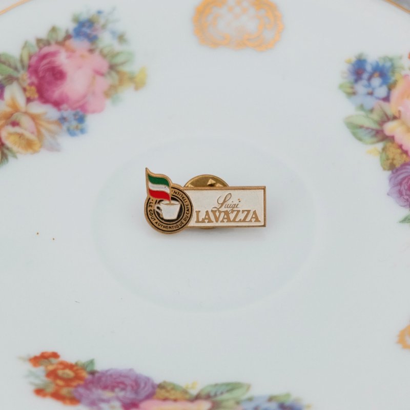 意大利 Luigi Lavazza 咖啡復古別針 - 徽章/別針 - 銅/黃銅 白色