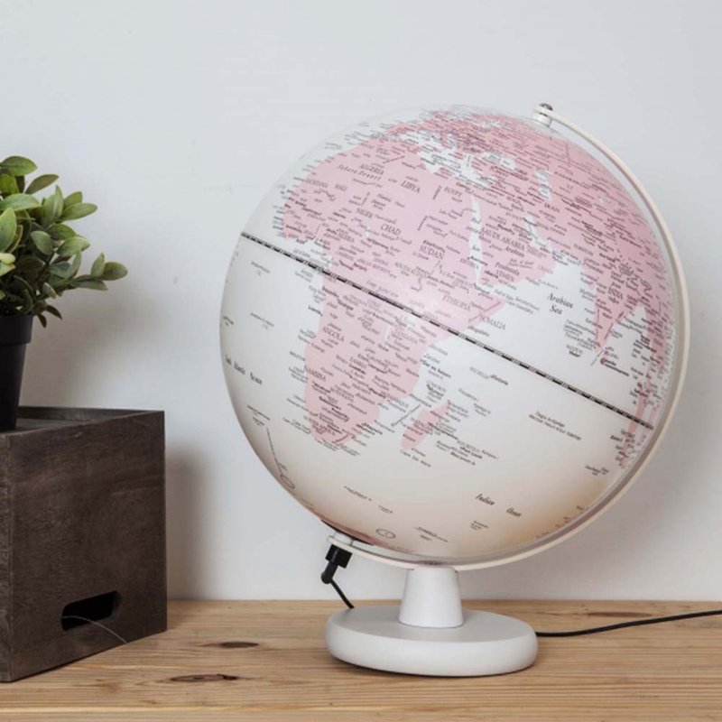 Skyglobe 12吋白海粉陸地木頭底座地球儀(英文版) - 擺飾/家飾品 - 塑膠 粉紅色