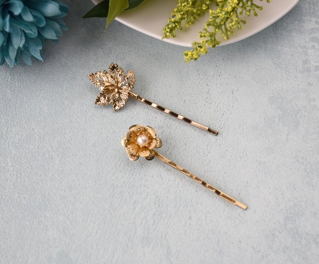 ハンドメイド限定】重ね花びら紅葉かんざしセット - ショップ