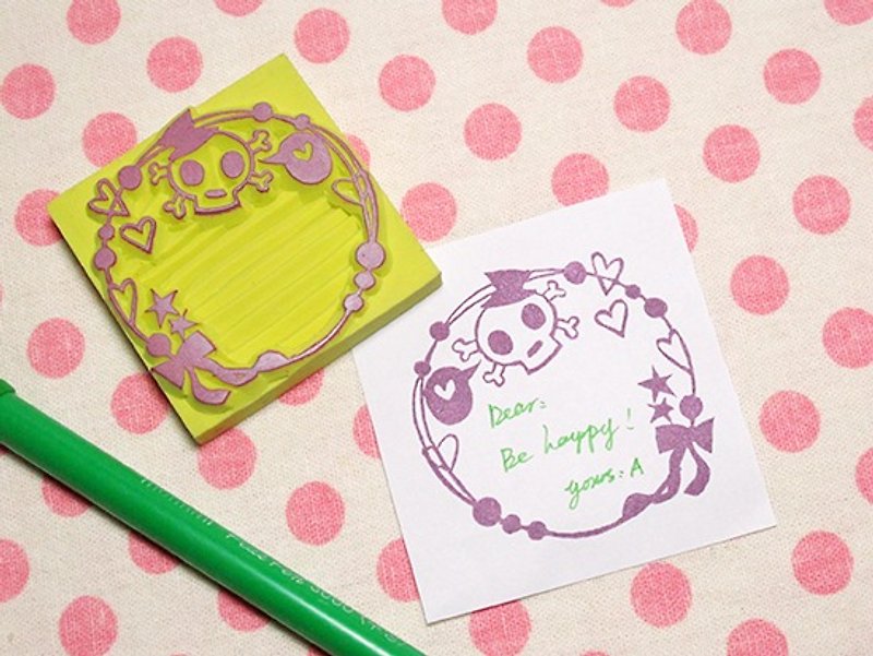 Apu handmade chapter Halloween wind cute bone round note MEMO stamp - Stamps & Stamp Pads - Rubber 