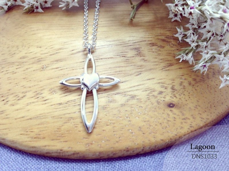 Cross Series] [DNS1033 sterling silver necklace hand made. Necklace boys. Girls Necklace - สร้อยคอ - โลหะ สีเทา
