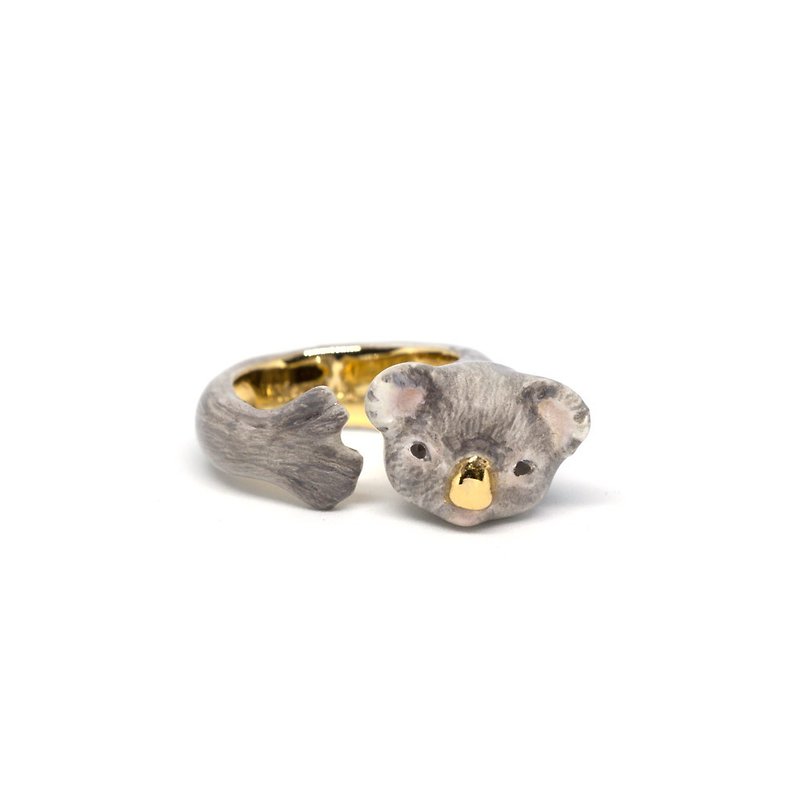 Koala Hugging Ring - แหวนทั่วไป - ทองแดงทองเหลือง สีเทา