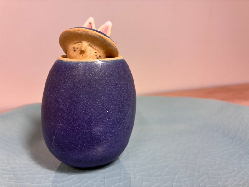 | Luna 陶偶系列 | 陶器 小兔子 霧紫藍 - 擺飾/家飾品 - 陶 藍色