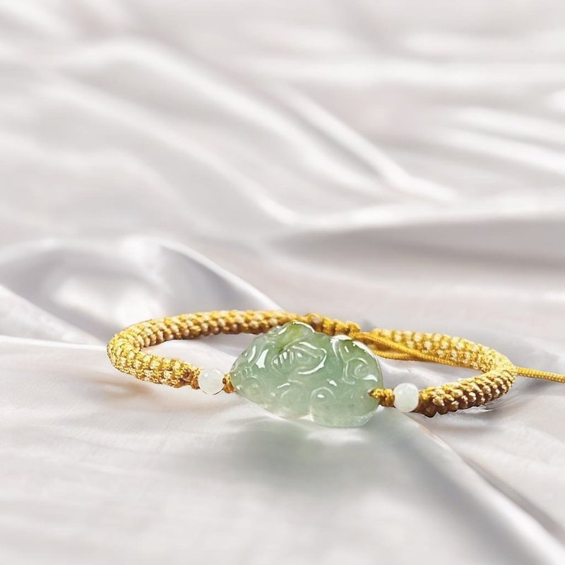[Lucky Beast] Ice Green Jade Pixiu Braided Bracelet | Natural Burmese Jade Jade A | Gift - Bracelets - Jade Multicolor