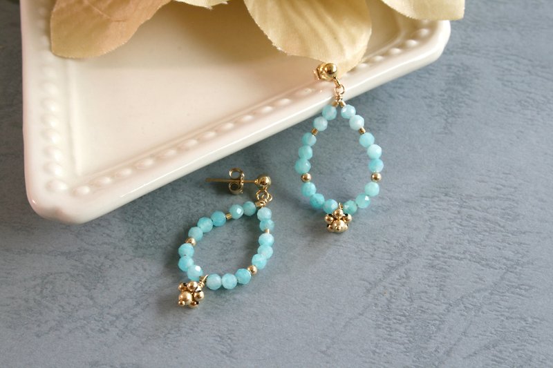 天河石耳環 可改夾式 輕珠寶 顏色清爽 氣質 ~完美的平衡點 - 耳環/耳夾 - 寶石 藍色