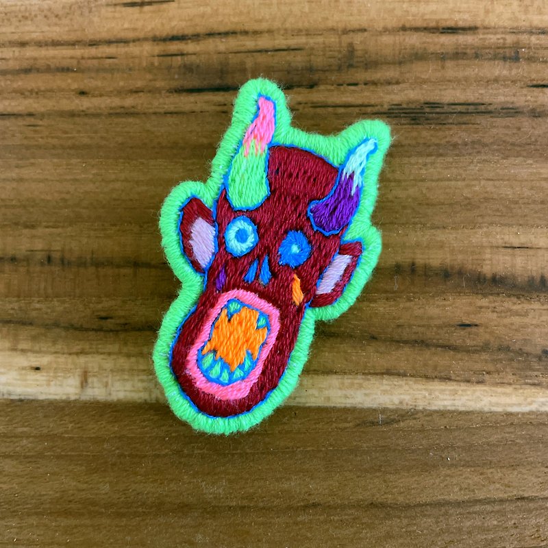 Neon colorful devil embroidery broach - Badges & Pins - Cotton & Hemp 