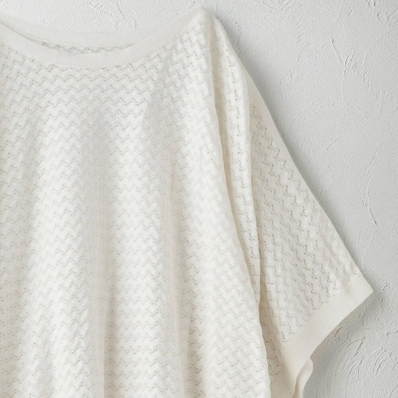 Earth Tree fair trade -- 100% organic cotton knitted wide-sleeved blouse - เสื้อผู้หญิง - ผ้าฝ้าย/ผ้าลินิน ขาว