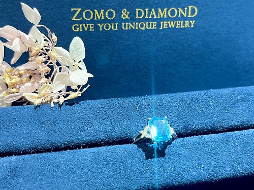 ZOMO & Diamond 琢磨鑽戒珠寶｜GIA天然鑽石｜GIA培育鑽石｜珠寶設計 天然海藍托帕戒指 | 附證書 | 可調式戒圍 | 台中門市