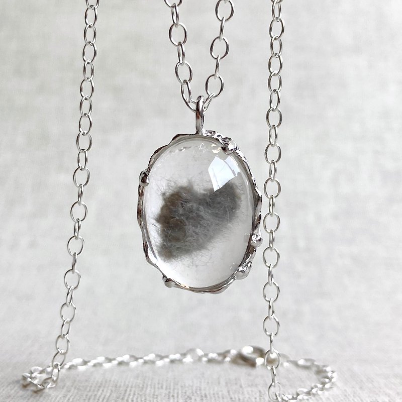 Silver Necklaces - amphibole quartz silver necklace (One-of-a-kind)