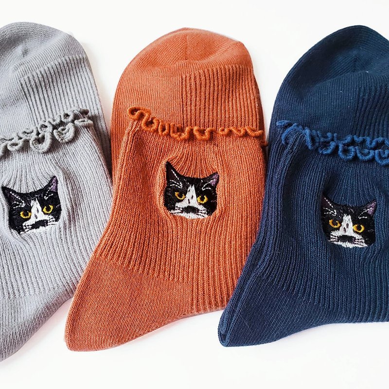 猫靴下_サスケ SASUKE 3足set - 襪子 - 棉．麻 藍色