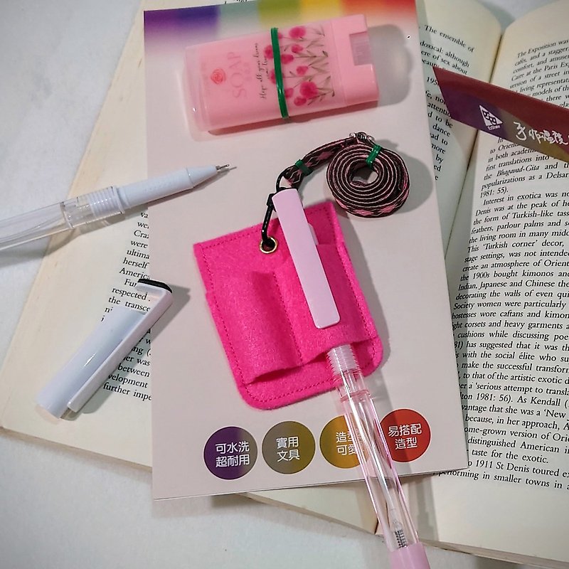 ezShow Handmade Temperature Peach Blossom Pink Small Pocket Pen Case/60g/Washable - อื่นๆ - วัสดุอื่นๆ สึชมพู