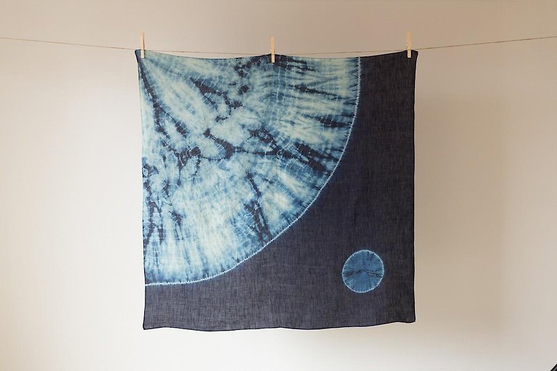 Genuine indigo dyed hemp furoshiki moonlit night - Other - Cotton & Hemp Blue