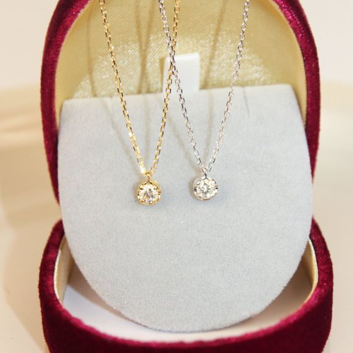 Petit Madam Jewelry 【蜜糖水果塔】18K 白K金 黃K金 0.2克拉單鑽項鍊 鑽石項鍊