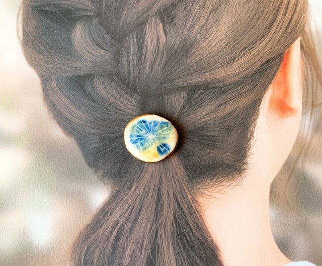 明るく温かい金継ぎライン陶器ヘアアクセサリーヘアゴムポニーフックブローチ黄色イエロー緑グリーン青ブルーゴールド金陶磁器シンプルrelish0708｜髮圈/髮夾人氣榜-  Pinkoi