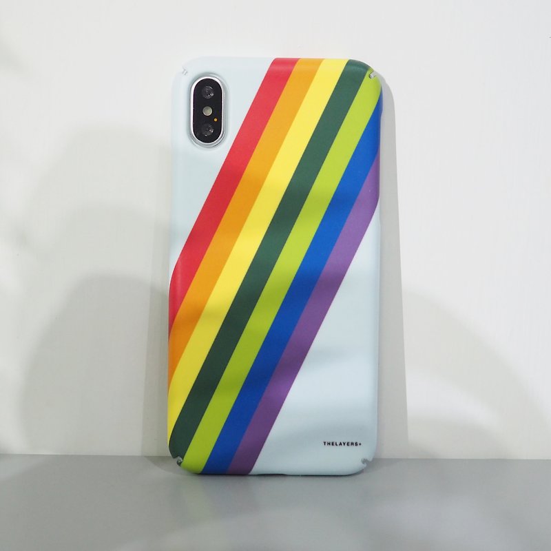 LOVE WINS | 彩虹粉藍斜紋客製全包邊MagSafe磁吸iPhone 15手機殼 - 手機殼/手機套 - 塑膠 多色