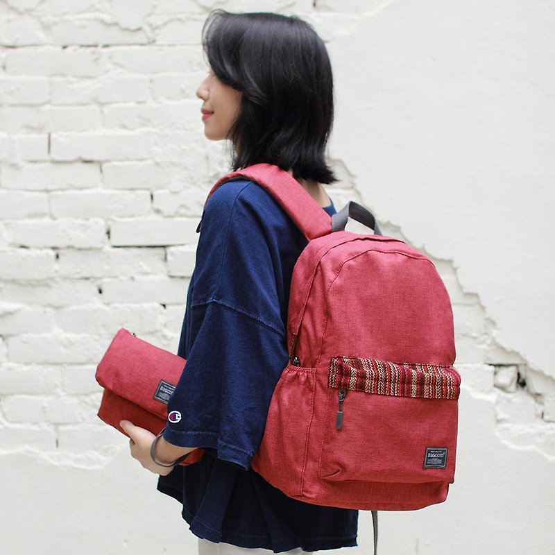 Doreen 2 in 1 backpack(14 inch Laptop OK)_stripe magenta_105188 - กระเป๋าเป้สะพายหลัง - วัสดุกันนำ้ สีม่วง