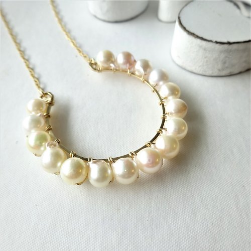 marina JEWELRY 14kgf*Japanese Akoya sea pearl horseshoe necklace