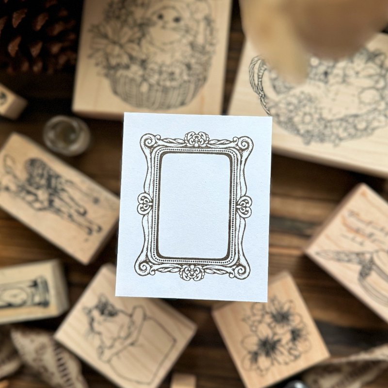 new / no.211 victorian frame stamp-Small square frame / Ships on December 15th - ตราปั๊ม/สแตมป์/หมึก - ไม้ 