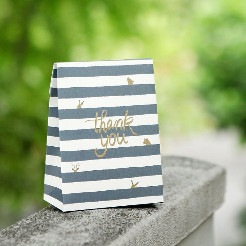Party paper bag gift box V2(S)-01 Thank you, E2D05767 - กล่องของขวัญ - กระดาษ สีน้ำเงิน