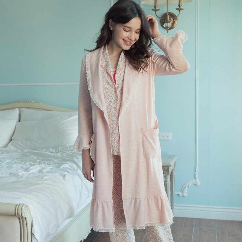 Home Furnishing ideal time lace cotton fishtail straps outside robe blouse - Overalls & Jumpsuits - Other Materials Pink
