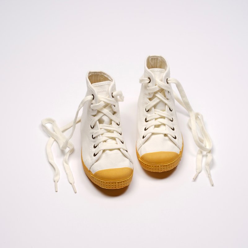スペインのキャンバスシューズCIENTAJ6199705ホワイトイエローボトムクラシックファブリック子供靴ハイチューブ - キッズシューズ - コットン・麻 ホワイト