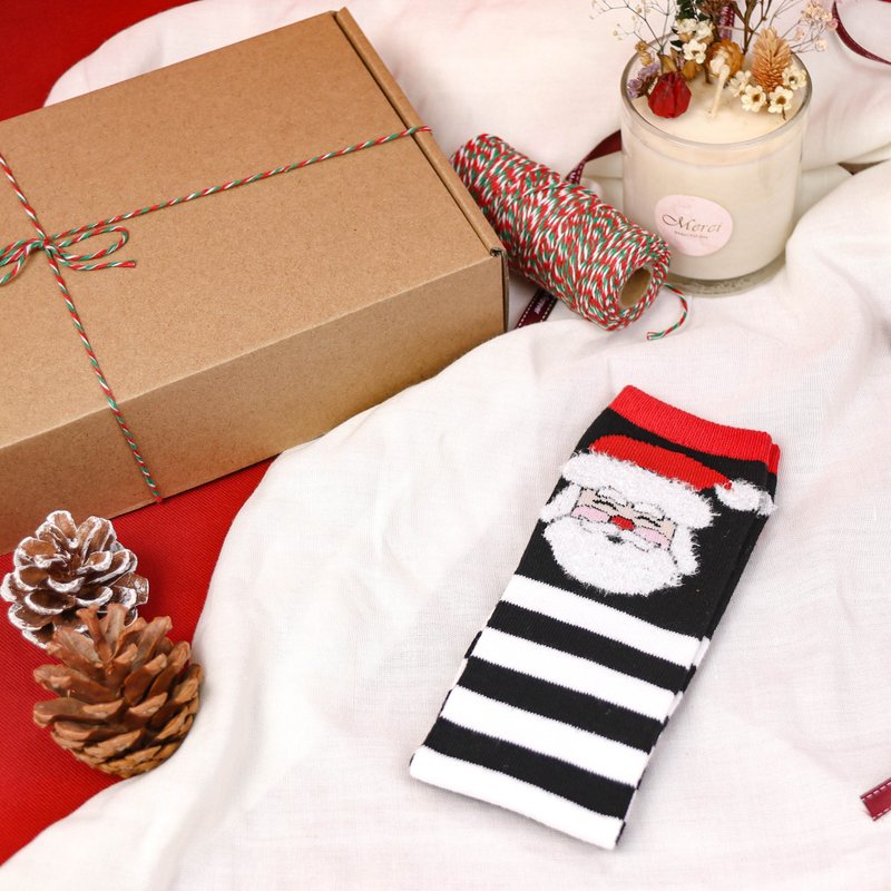 Christmas Theme Socks-Knee Socks Black and White Santa Christmas Socks Children's Socks - Socks - Cotton & Hemp Black