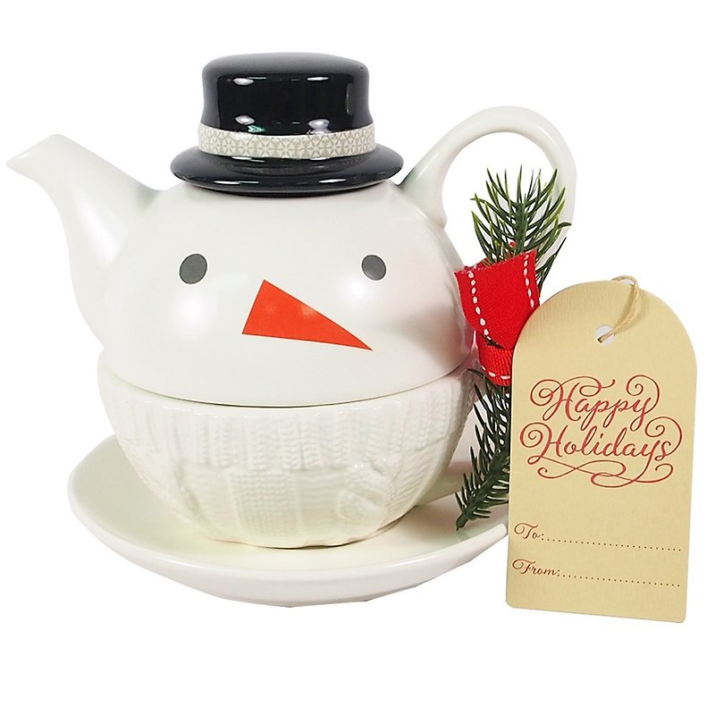 Warm teapot cup plate group [Hallmark-Gift Christmas Series] - ถ้วย - เครื่องลายคราม ขาว