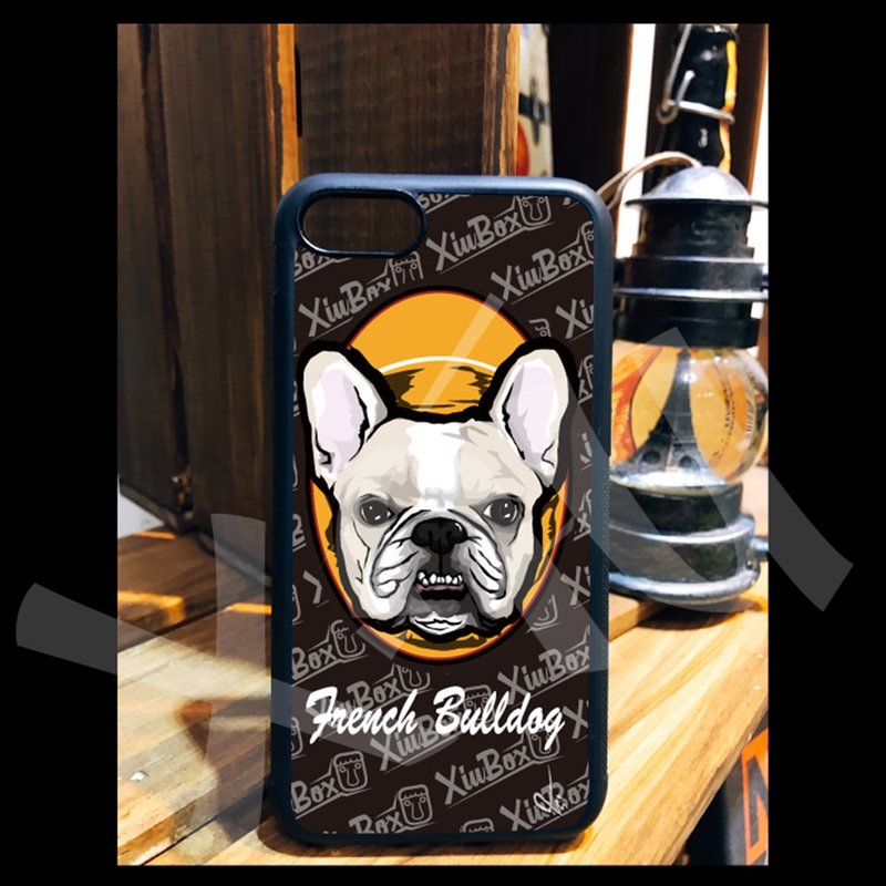 フランスの闘犬 手描きイラスト スマホケース iPhone 14 13 12 11 X XR 8 7 6 SE - スマホケース・カバー - シリコン 