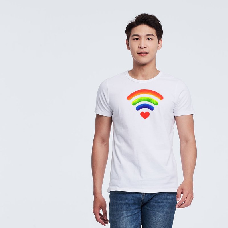 愛 Wi-Fi コットン・半袖・男女の子Tシャツ - Tシャツ メンズ - コットン・麻 ホワイト
