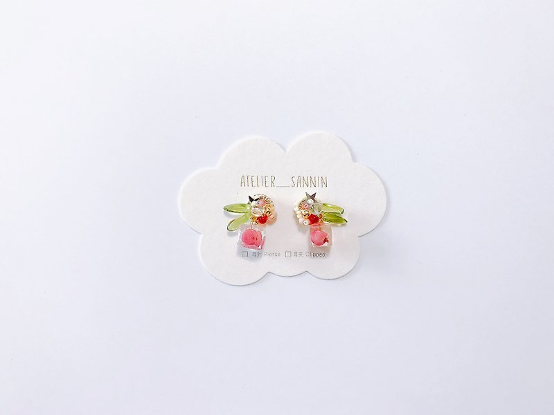花果麵包店系列-野莓慕斯果凍 手工 手縫 可愛 耳針/耳夾 - 耳環/耳夾 - 其他材質 