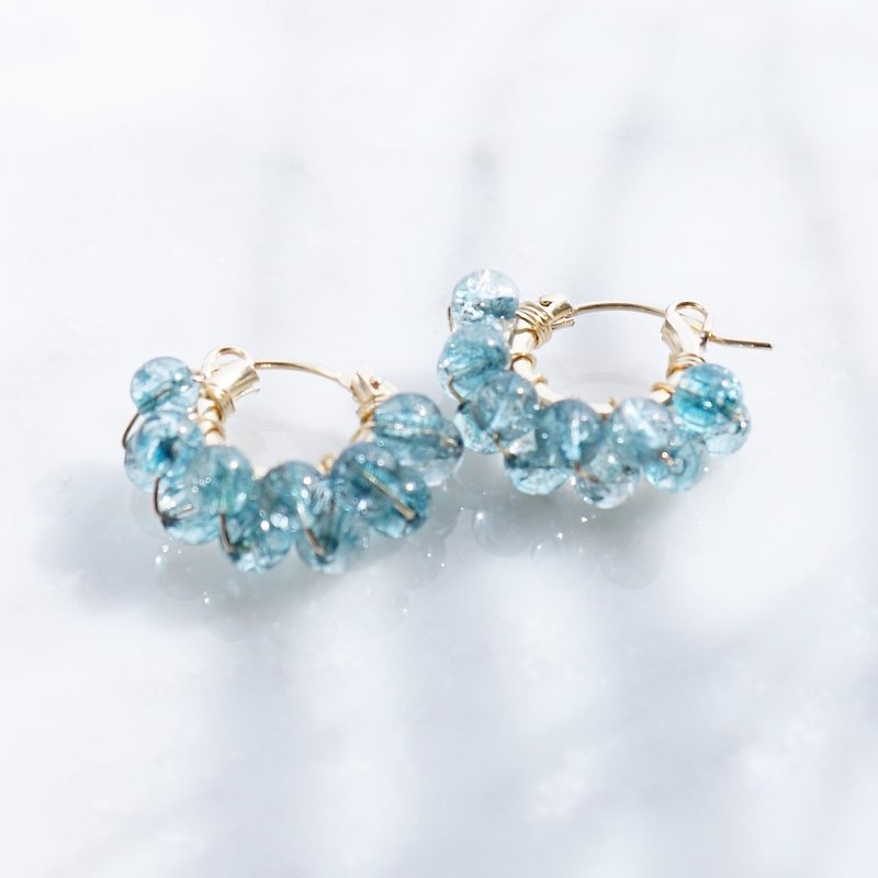 14kgf*Spring Jerry multicolored quartz pierced earrings / clip on earrings BLU - ต่างหู - เครื่องเพชรพลอย สีน้ำเงิน