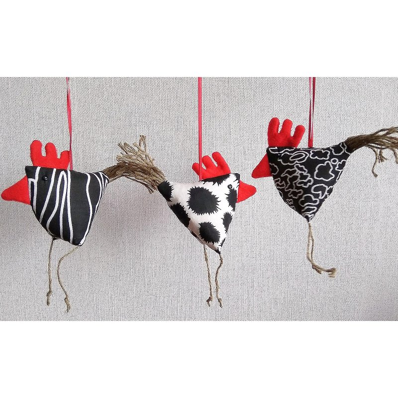 Chicken Bird Toys, Hen Party Decor, Chicken Wall Hanging, Chicken Garland - Wall Décor - Cotton & Hemp Black