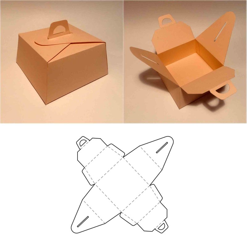 Cake box template, cake container, dessert box, pie box, sweet box, sweets box - 圖文模板設計 - 其他材質 