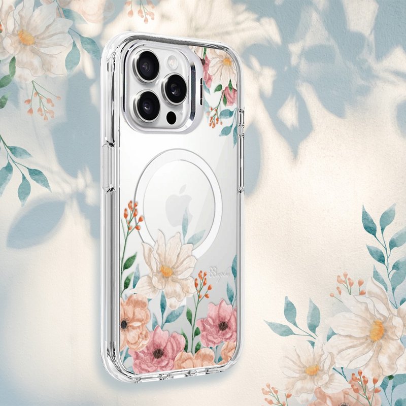 apbs iPhone 全系列 防震雙料隱形立架磁吸手機殼-梔子花開 - 手機殼/手機套 - 其他材質 多色