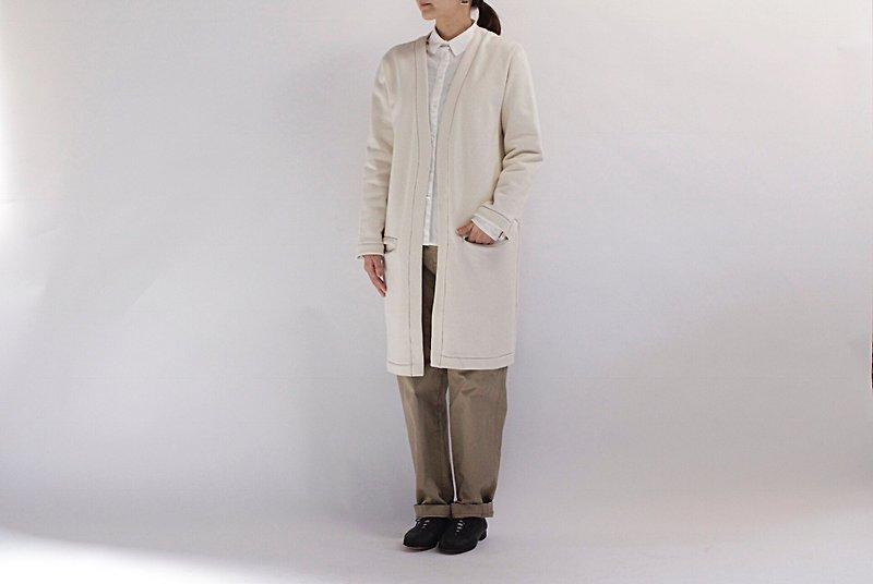 Bulky Yarn Long Cardigan / KINARI - Overalls & Jumpsuits - Cotton & Hemp White
