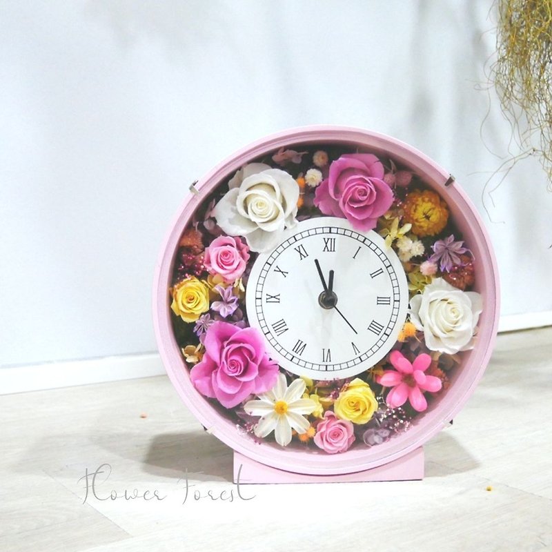 スポット【永遠の花時計】ホームデコレーションオープニングフラワーセレモニー壁掛け時計卓上時計 - 時計 - 寄せ植え・花 ピンク